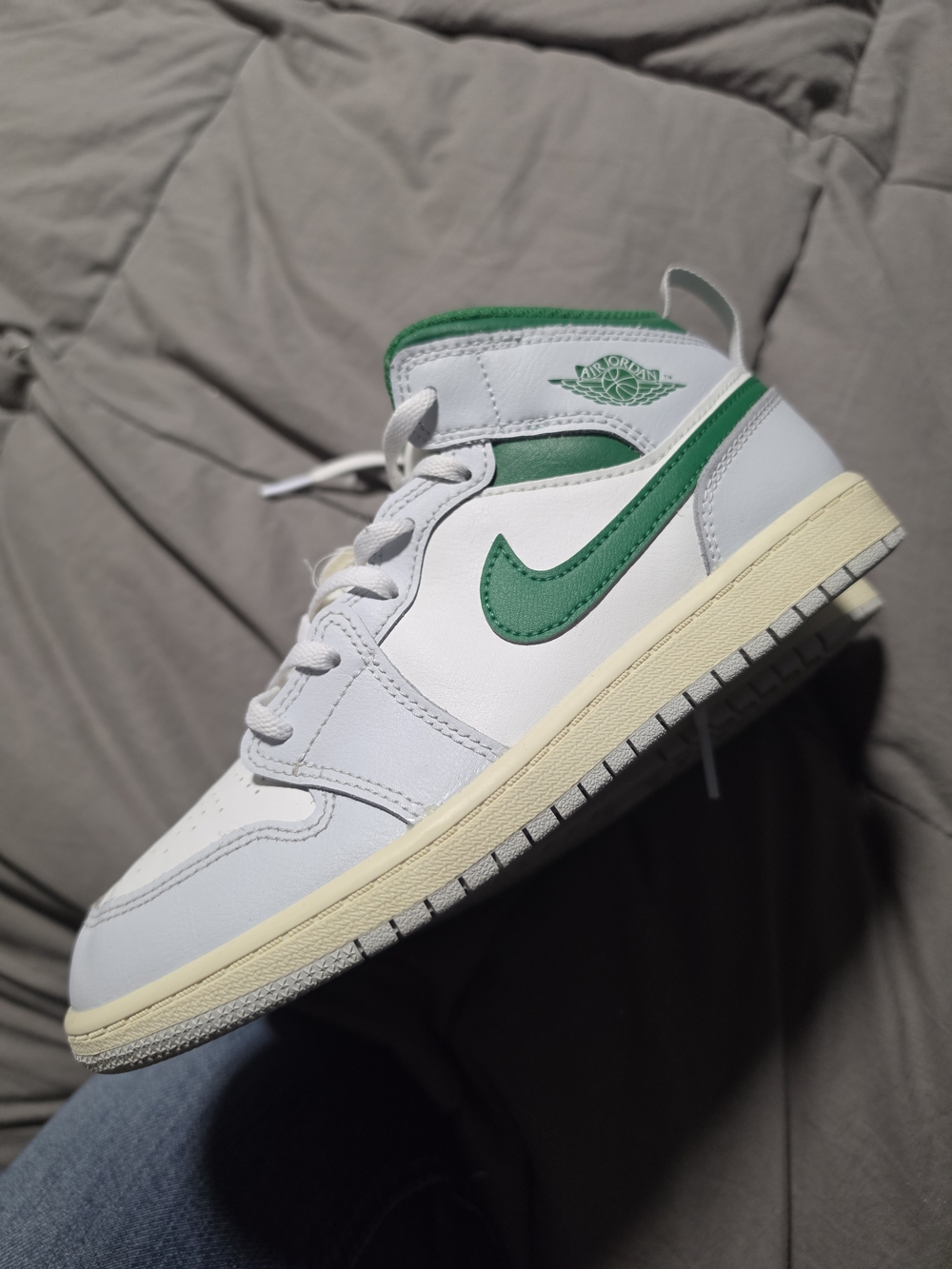 Nike Air Jordan 1 Mid  with Green Swoosh
